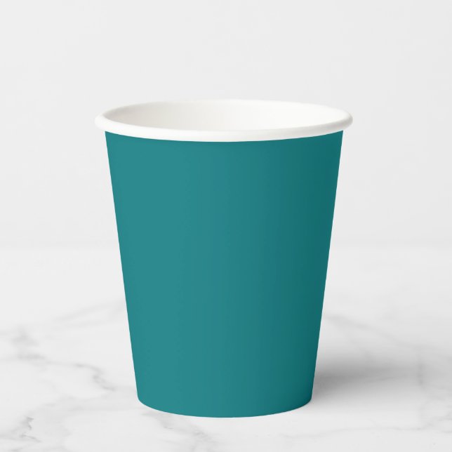 Gobelets En Papier Couleur uni profond Aqua turquoise (Recto)