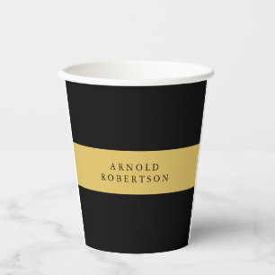 Gobelets En Papier Couleurs d'or noir professionnel minimaliste tenda