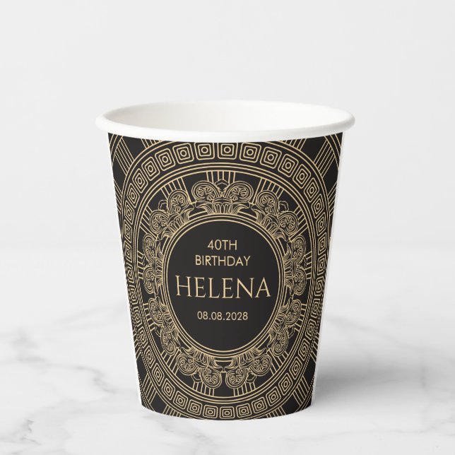 Gobelets En Papier COULEURS PERSONNALISÉES élégant anniversaire grec  (Recto)