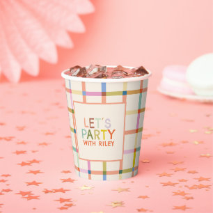 Gobelets En Papier Couleurs Personnalisées Fête d'Anniversaire Modern