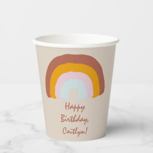 Gobelets En Papier Couleurs rétro - Doodle arc-en-ciel Message perso