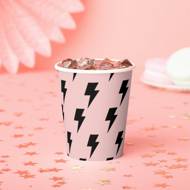 Gobelets En Papier Coupe Black Pink Lightning Y2K Indie des parties b (Insitu)