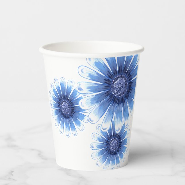 Gobelets En Papier Coupe Blue Daisy Paper (Recto)