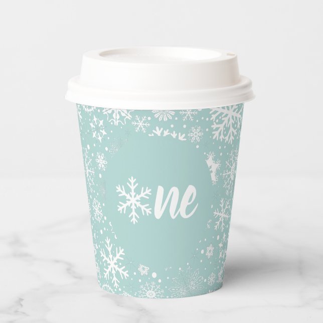 Gobelets En Papier Coupe Blue Snowflake ONE Paper (Recto)