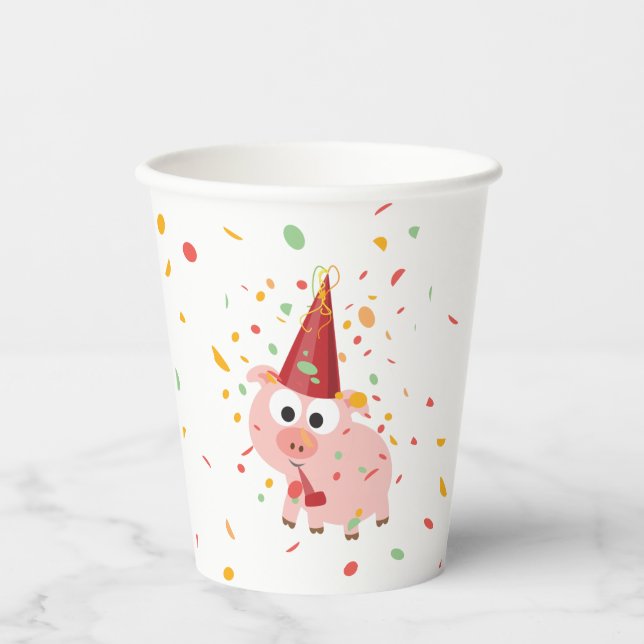 Gobelets En Papier Coupe Confetti Party Pig Paper (Recto)