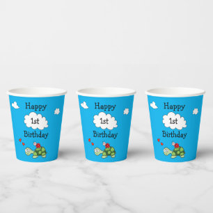 Gobelets En Papier Coupe d'anniversaire de la mignonne tortue Ladybug