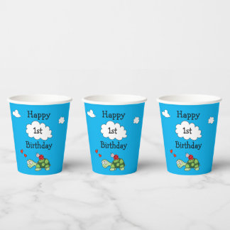 Gobelets En Papier Coupe d'anniversaire de la mignonne tortue Ladybug