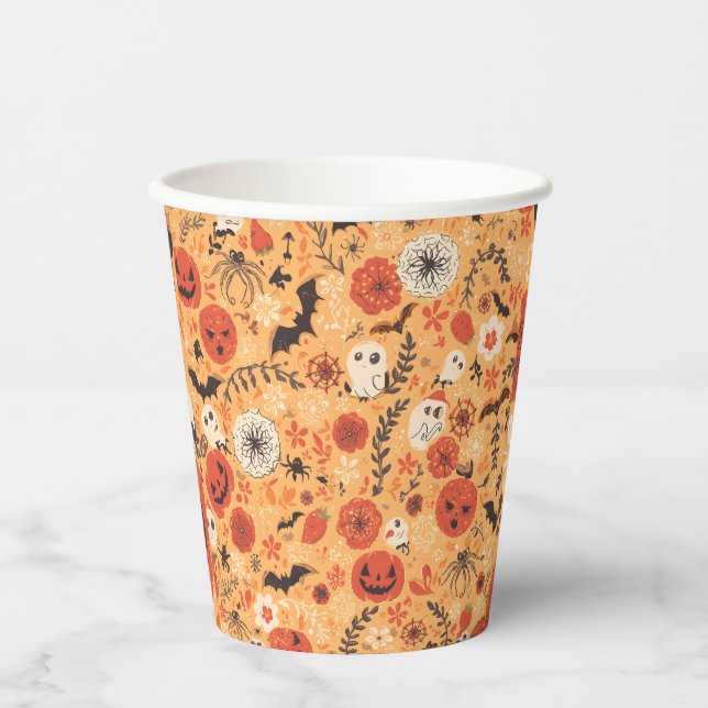Gobelets En Papier Coupe d'automne d'Halloween (Recto)