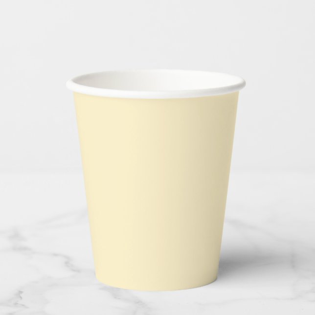 Gobelets En Papier Coupe de beurre pâle Couleur uni jaune (Recto)