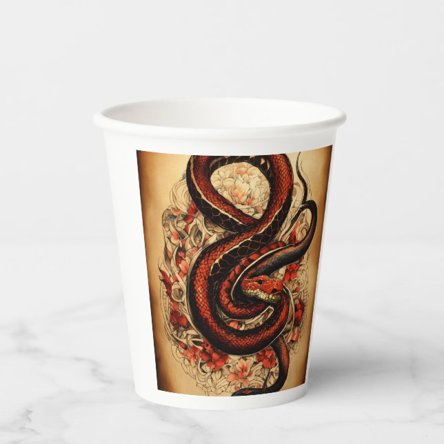 Gobelets En Papier Coupe de design Serpent Serpent. (Recto)