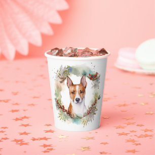 Gobelets En Papier Coupe de fête de la couronne de Noël Basenji