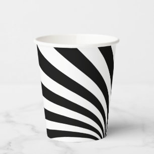 Gobelets En Papier Coupe de papier à rayures noir et blanc