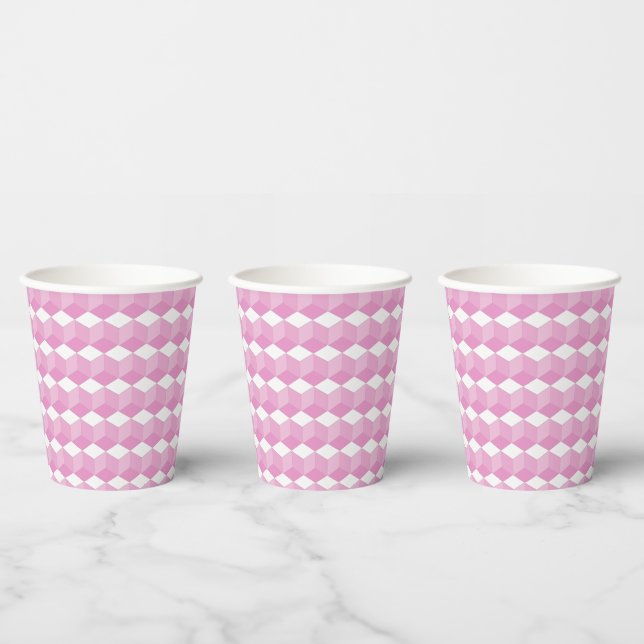 Gobelets En Papier Coupe de papier - Blocs roses en trois dimensions (Multi)