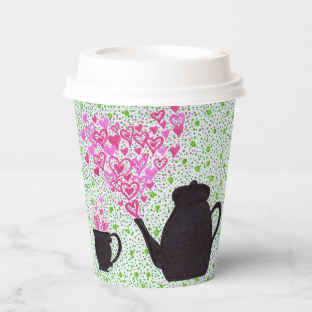 Gobelets En Papier Coupe de papier - Coeurs temps thé (Recto)