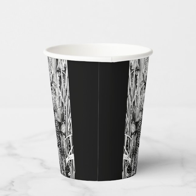 Gobelets En Papier Coupe de papier d'anniversaire noir et blanc (Droite)