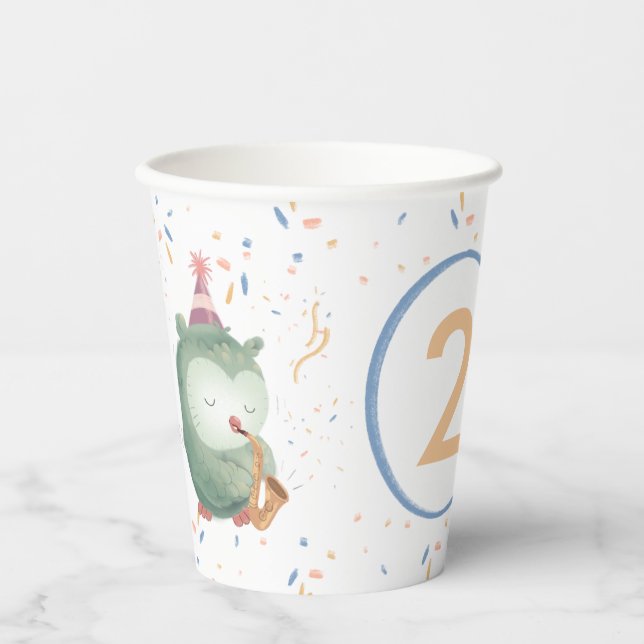 Gobelets En Papier Coupe de papier de Chouette musicale (Recto)