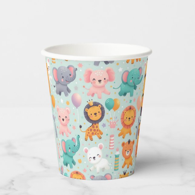 Gobelets En Papier Coupe de papier de défilé animal (Recto)