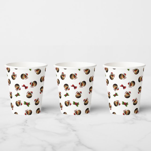 Gobelets En Papier Coupe de papier de pudding de Noël (Multi)