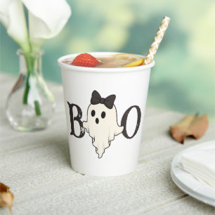 Gobelets En Papier Coupe de papier d'Halloween mignonne - Fantôme "Bo