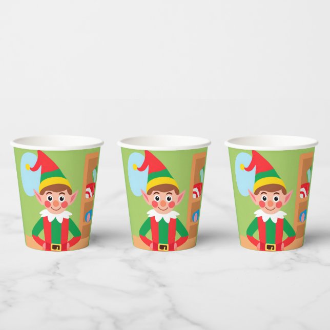Gobelets En Papier Coupe de papier Elfe de Noël (Multi)