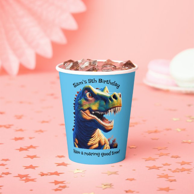 Gobelets En Papier Coupe de papier fête d'anniversaire. Dinosaure. Mo (Insitu)
