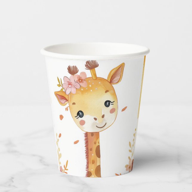 Gobelets En Papier Coupe de papier imprimé Giraffe (Recto)