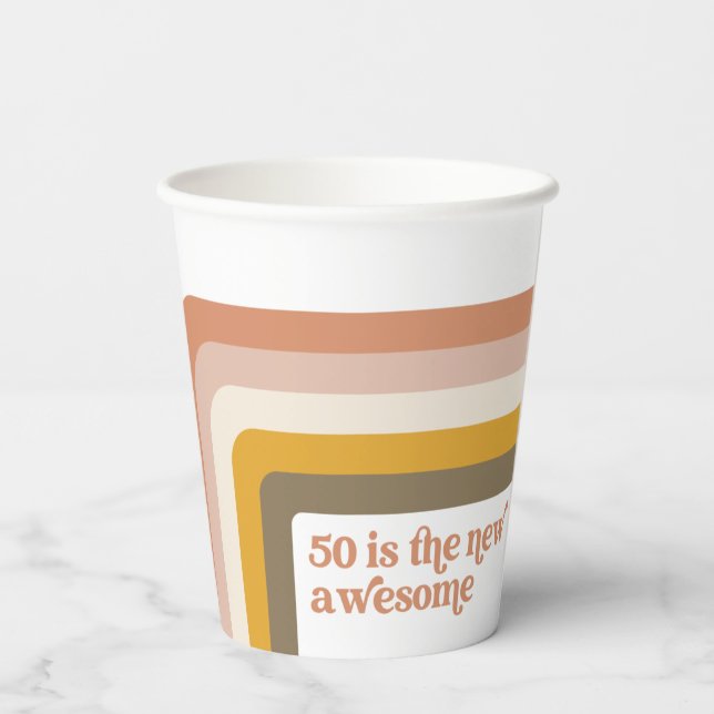 Gobelets En Papier Coupe du 50e anniversaire Retro Stripe (Verso)