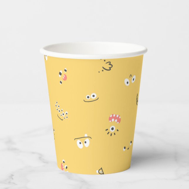 Gobelets En Papier Coupe du Monster Yellow (Recto)