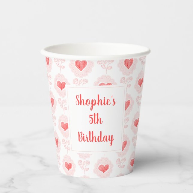 Gobelets En Papier Coupe du papier de la Saint-Valentin (Recto)