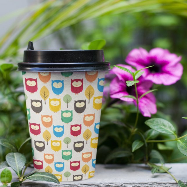 Gobelets En Papier Coupe en papier de chouette à dessin multiple (multicolor cartoon owl kids,adult party stationery, birthday party use and throw paper cups)