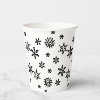 Gobelets En Papier Coupe en papier de flocons noirs et blancs