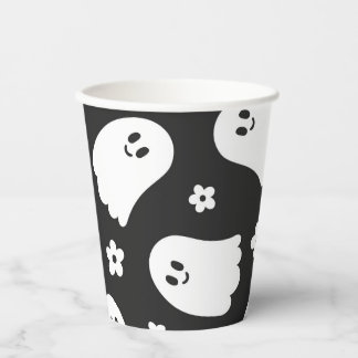 Gobelets En Papier Coupe en papier noir et blanc Super fantôme et fle
