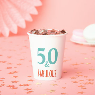 Gobelets En Papier Coupe en papier rétro corail et vert menthe 50 & F