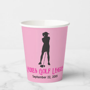 Gobelets En Papier Coupe en papier rose de la Ligue de Golf customisé