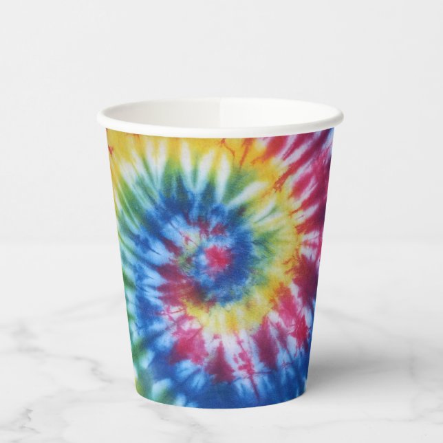 Gobelets En Papier Coupe en papier Tee Dye Couleurs arc-en-ciel (Gauche)
