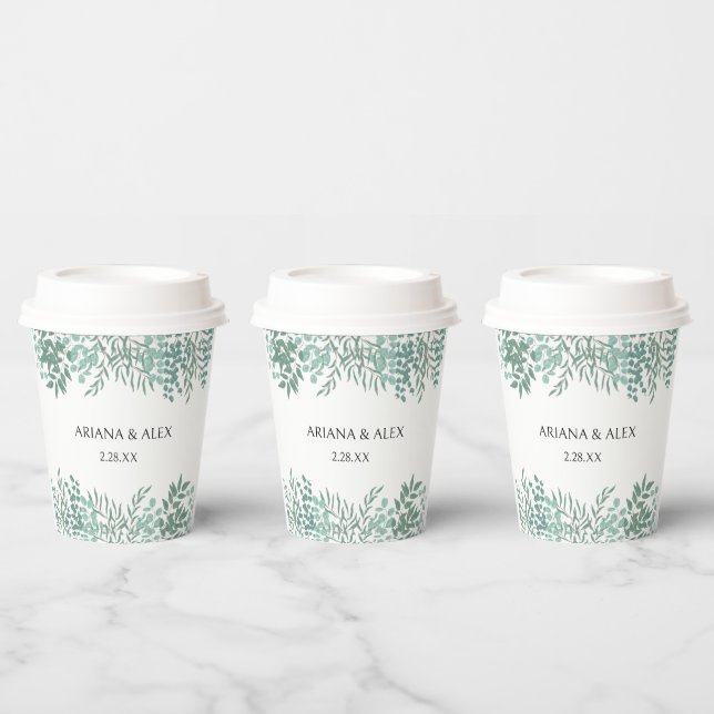 Gobelets En Papier Coupe Eucalyptus Rustic Greenery en papier Mariage (Multi)