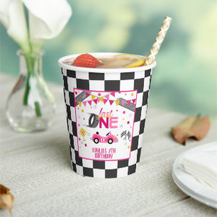Gobelets En Papier Coupe Fast One Racing Anniversaire - Rose