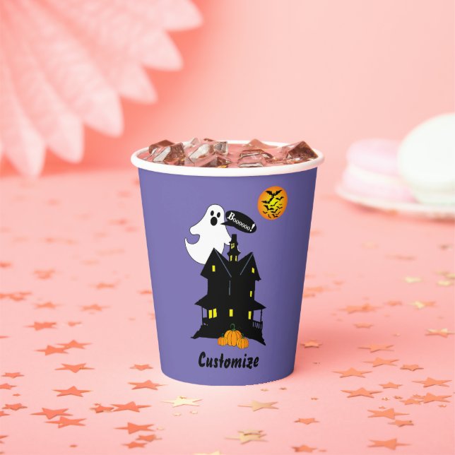 Gobelets En Papier Coupe Hantée De Papier Maison Et Fantôme (Insitu)