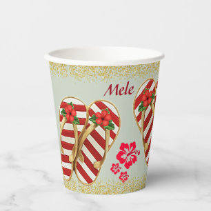 Gobelets En Papier Coupe Hawaiian Mele Kalikimaka Flip Flop Paper