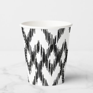 Gobelets En Papier Coupe Ikat Motif de papier noir blanc