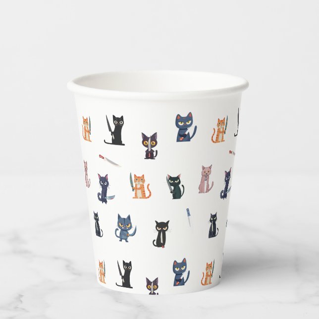Gobelets En Papier Coupe Papier Chats & Couteaux (Recto)