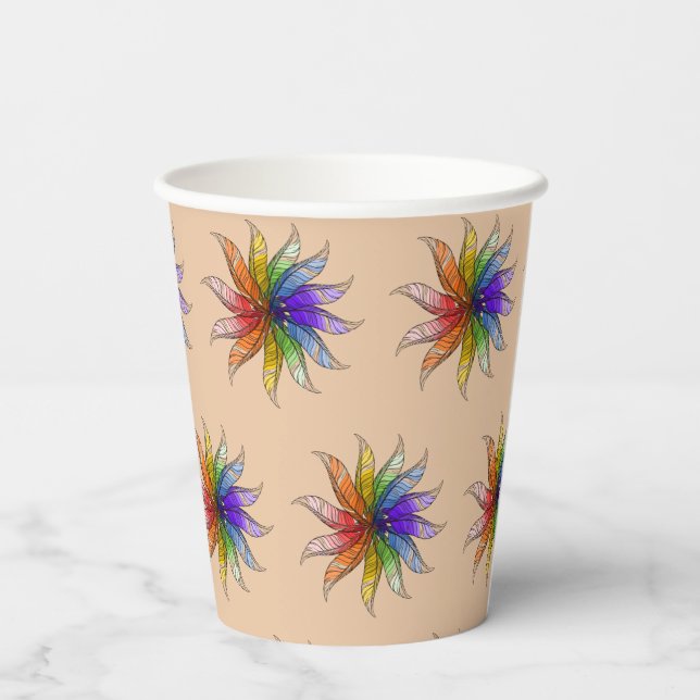 Gobelets En Papier Coupe papier - Roue couleur plumes (Verso)