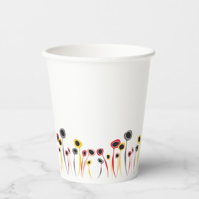 Gobelets En Papier Coupe Retro Flowers en papier (Recto)