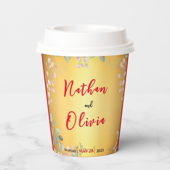 Gobelets En Papier Coupe rouge et or (Verso)