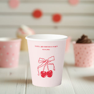 Gobelets En Papier Coupe rouge et rose cerise en papier - Parfait pou