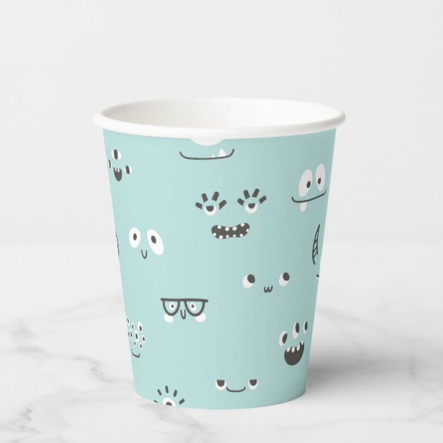 Gobelets En Papier Coupe Turquoise Blue Monster Eyes (Recto)