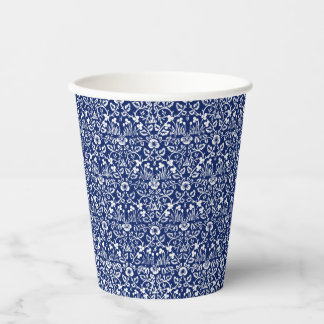 Gobelets En Papier Coupe vintage de papier floral bleu et blanc