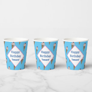 Gobelets En Papier Coupes d'Anniversaire Personnalisées - Van Ice Cre