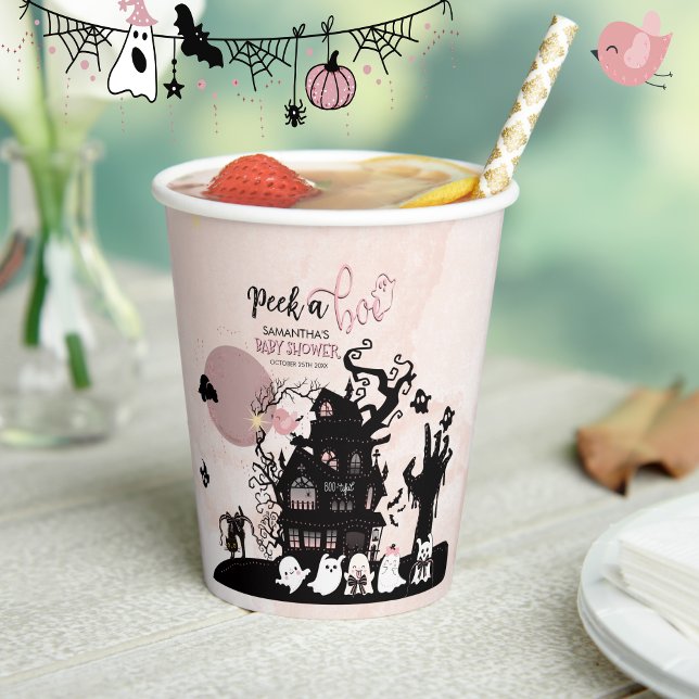 Gobelets En Papier Coupes de Baby shower de la Maison Hantée Whimsica (Whimsical Haunted House Baby Shower Party Cups)
