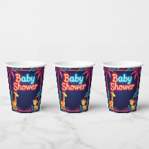 Coupes de Baby showers Neon Safari